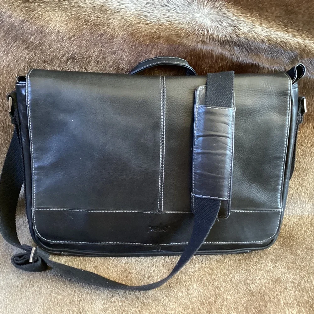 Pelle Leather Flap Top Briefcase Messenger Crossbody Bag
